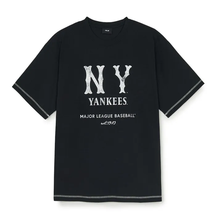 Áo Thun MLB Basic Coopers Logo Mega Overfit Functional Short Sleeve T-Shirt New York Yankees 3ATSB1153-50BKS Màu Đen