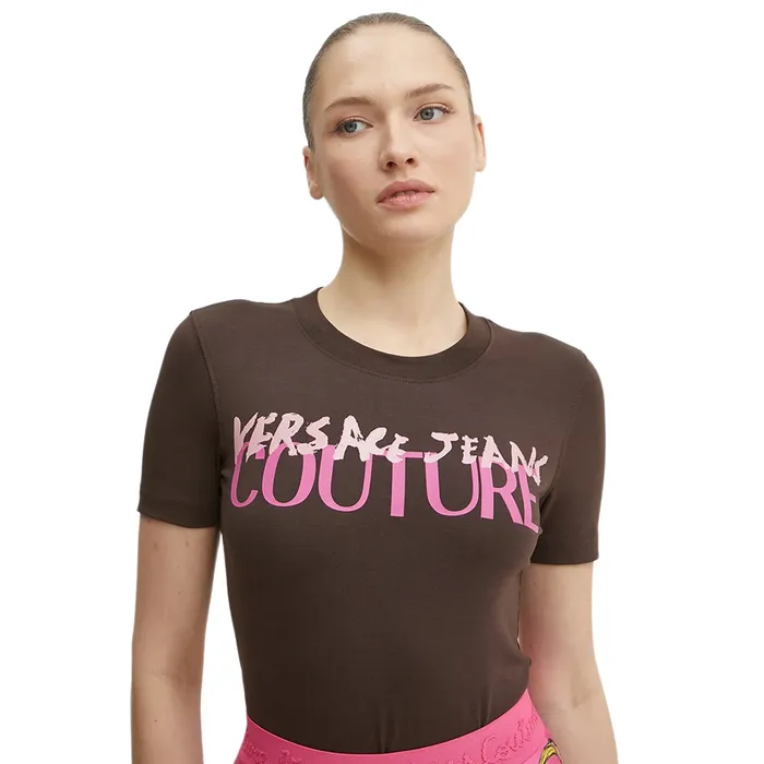 Áo Thun Nữ Versace Jeans Couture T-Shirt 78HAHE06 CJ02E 721 Màu Nâu Size XS