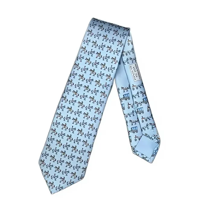 Cà Vạt Hermès Cravate Twillbi Ciel /Gris /Ciel Fonce Màu Xanh Blue