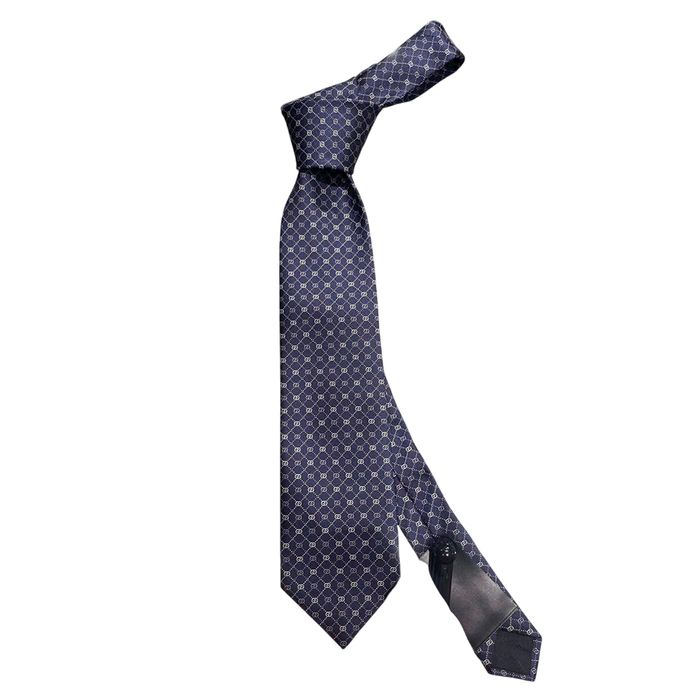 Cà Vạt Nam Gucci GG Silk Tie Check Logo Màu Xanh