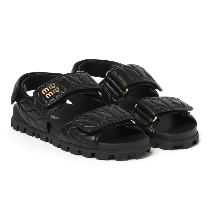 Dép Nữ Miu Miu Matelassé Nappa Leather In Black 5XX605 3LM5 F0002 5 99 F010 Sandal Màu Đen Size 35