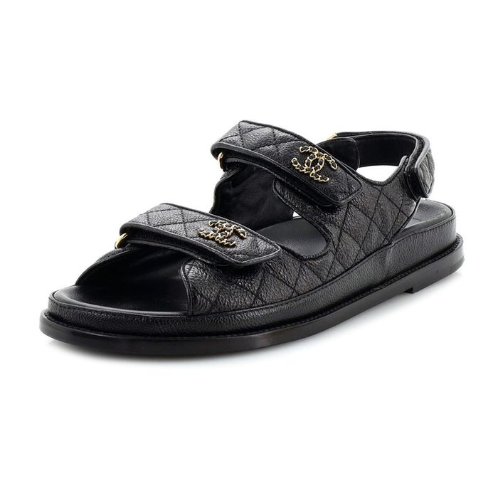 Dép Sandal Nữ Chanel Quilted Dad Sandal Black Màu Đen Size 37