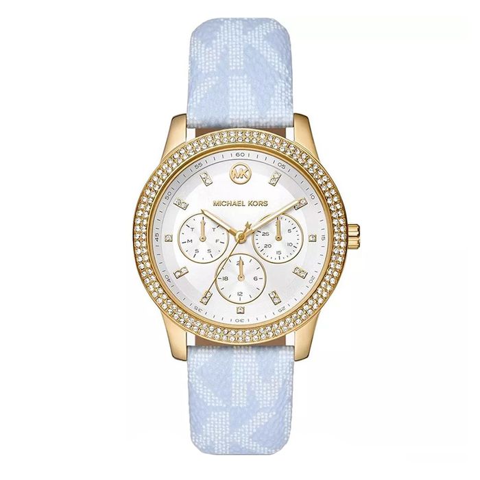 Đồng Hồ Nam Michael Kors Tibby Blue Leather Strap Watch MK2965 Màu Xanh