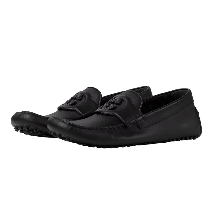 Giày Lười Nam Gucci Moccasin Interlocking GG Black Màu Đen Size 39.5