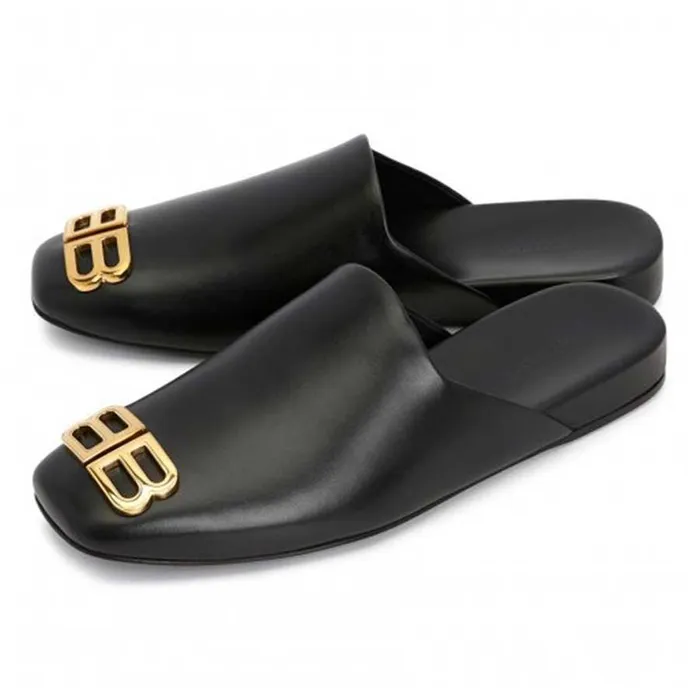 Giày Lười Nữ Balenciaga Cozy Leather Mule 653808 WBB52 1088 Màu Đen Size 39