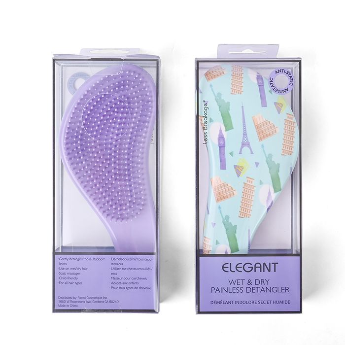 Lược Chải Tóc Elegant Detangler Brush Painless Wet & Dry Girl Power Màu Blue Liberty