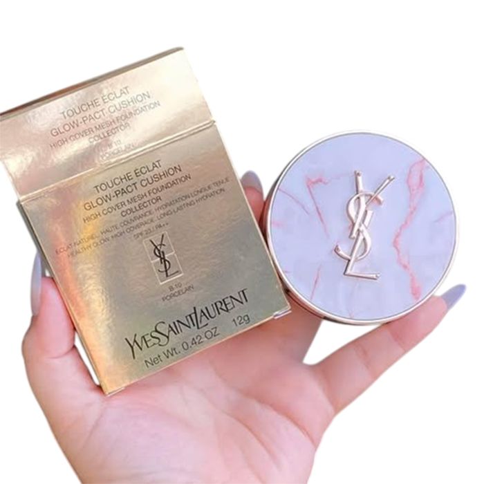 Phấn Nước YSL Limited Touche Écla Glow-Pact Cushion High Cover Mesh Foundation Collection Tone B10 - Trắng Sáng