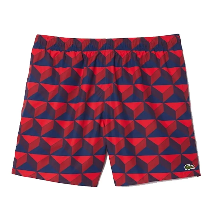 Quần Bơi Nam Lacoste Men's Graphic Print Swim Trunks Men Blue Short MH7628-IKL Màu Đỏ Xanh Size S