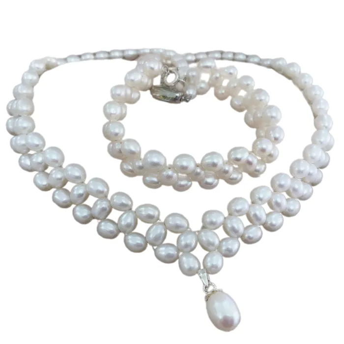 Set Dây Chuyền + Vòng Đeo Tay Nữ Minh Hà Pearl Jewelry Ngọc Trai Màu Trắng