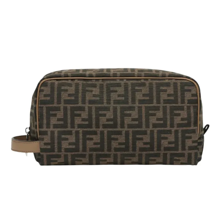 Túi Cầm Tay Fendi FF Jacquard Small Toiletry Case In Brown ALWK 7N0151 F1HRM Màu Nâu