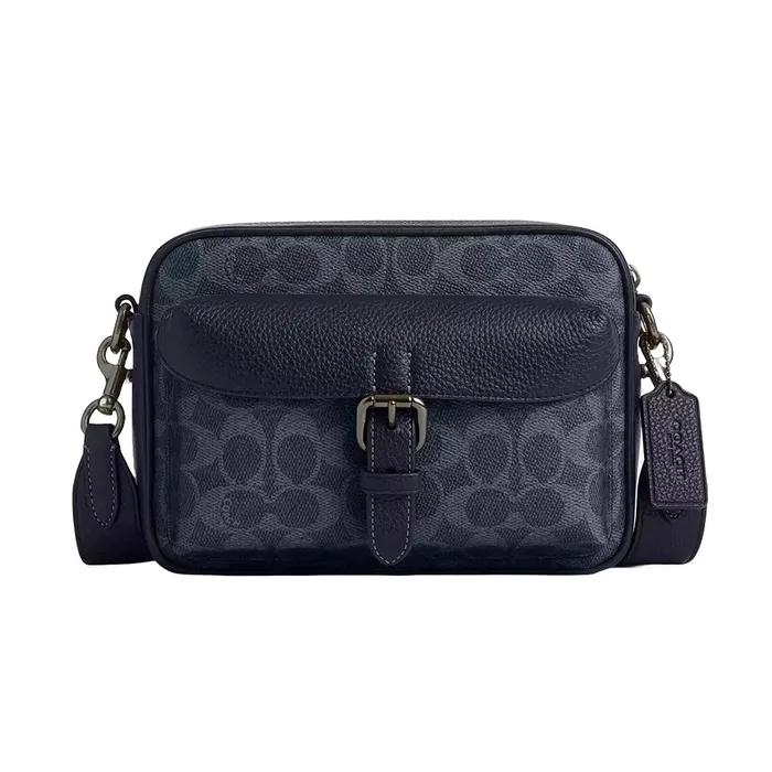 Túi Đeo Chéo Nam Coach Warner Crossbody Bag In Signature Canvas CW217 Màu Xanh Navy