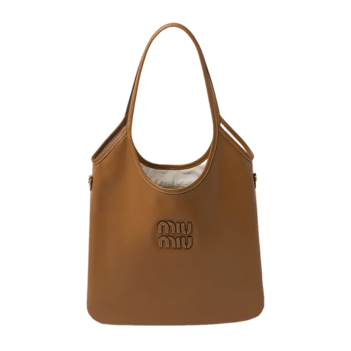 Túi Xách Tay Nữ Miu Miu IVY Leather Bag Màu Nâu