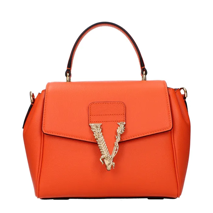 Túi Xách Tay Nữ Versace Hand Bags Women Leather Orange/Spritz Màu Cam