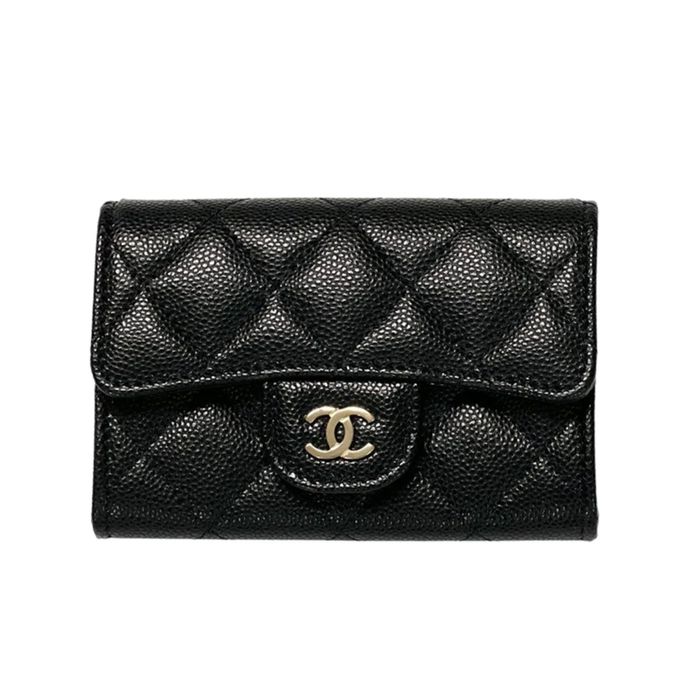 Ví Đựng Thẻ Nữ Chanel Classic Flap Card Holder Caviar Gold Hardware Màu Đen