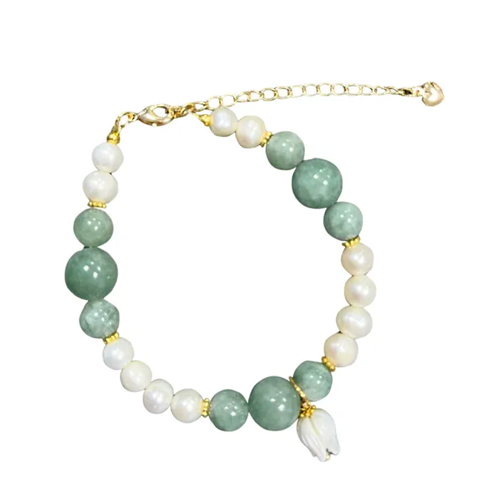 Vòng Đeo Tay Nữ Kya Jewel Ngọc Trai Jade Blossom JB21 Màu Trắng/Xanh/Vàng