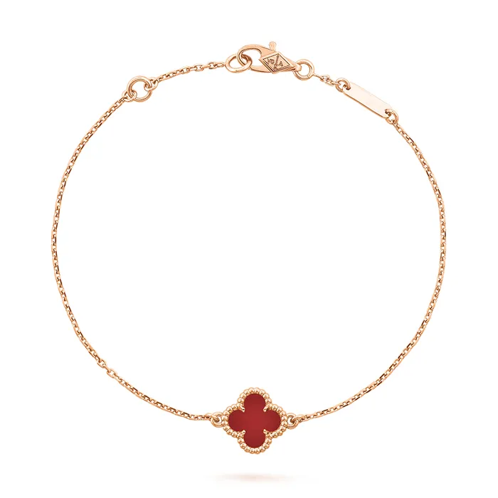 Vòng Đeo Tay Nữ Van Cleef & Arpels Sweet Alhambra Bracelet 18K Rose Gold Carnelian VCARN59K00 Màu Vàng Hồng