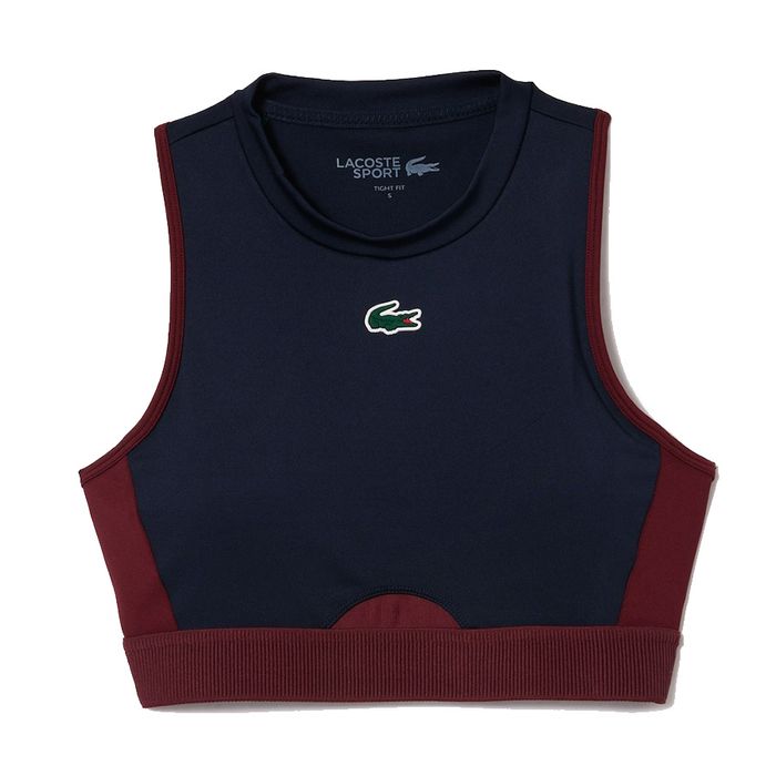 Áo Bra Thể Thao Nữ Lacoste Stretch Sports IF1015 00 R1L Màu Xanh Navy - Đỏ Size XL