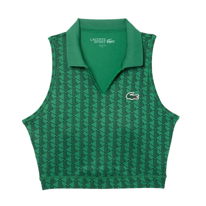 Áo Bra Nữ Lacoste Women's Monogram Print Stretch Sports Bra IF1027 00 QIJ Màu Xanh Green Size XS