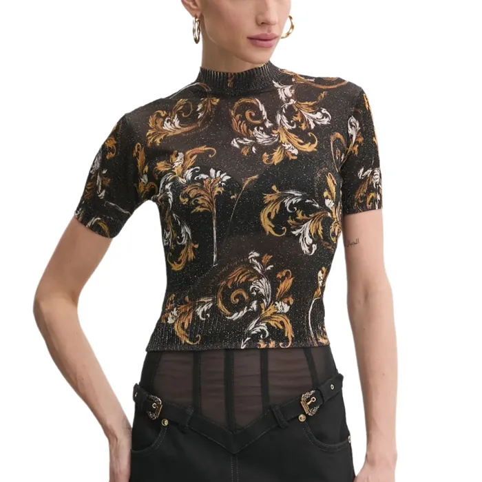 Áo Len Nữ Versace Jeans Couture Sweater Black Slim Fit 78HAFM07 CMN45 G89 Màu Đen Size S