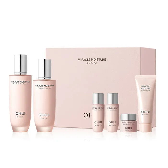 Bộ Dưỡng Da Ohui Miracle Moisture Pink Barrier 2PCS Set 6 Món