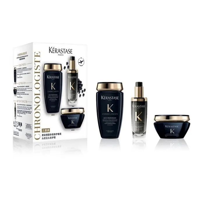 Bộ Sản Phẩm Dưỡng Tóc Kérastase Chronologiste Total Hair Scalp Revitalizing Hair Sciultable Set (Oil 75ml, Mask 200ml, Gội 250ml)
