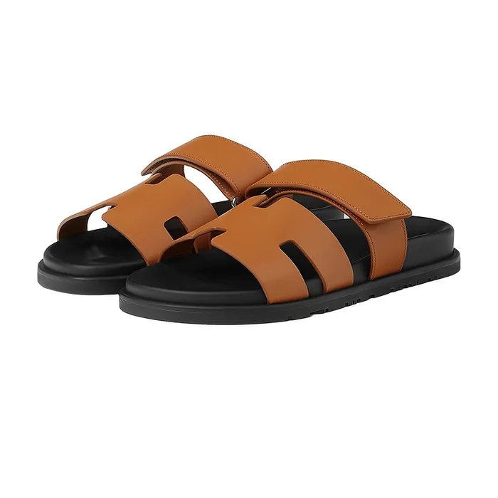 Dép Hermès Chypre Sandal Naturel Màu Nâu Đen Size 38