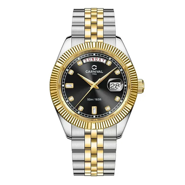 Đồng Hồ Nam Carnival Quartz Watch 8190G-CV-D Màu Demi Mặt Đen
