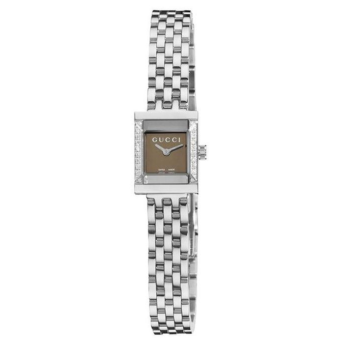 Đồng Hồ Nữ Gucci Women's G-Frame Square Silver Quartz Watch YA128508 Màu Bạc - Nâu