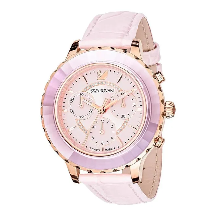 Đồng Hồ Nữ Swarovski Octea Lux Chrono Watch Leather Strap, Pink, Rose Gold Tone Watch 5452501 Màu Vàng Hồng