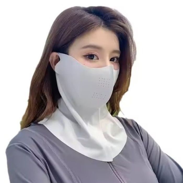 Khẩu Trang Kín Cổ Lululemon Summer Sunscreen Mask Breathable UV SPF50 Protective Neck Shade Silk Ear Mask Màu Be