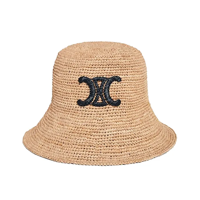 Mũ Celine Bucket Triomphe Hat In Raffia Màu Be Size S
