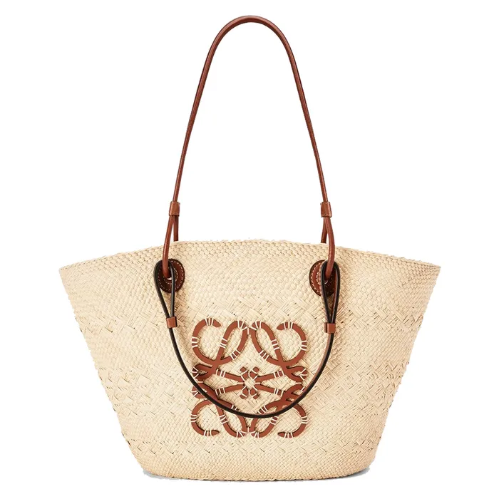 Túi Tote Nữ Loewe Anagram Basket In Iraca Palm And Calfskin Medium Màu Be
