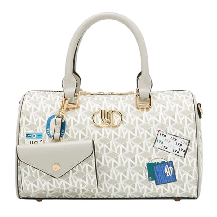 Túi Xách Tay Nữ Lyn Wander Infinite Duffle Crossbody Bag Grey Variation 2 LL25CBM193 Màu Xám Trắng