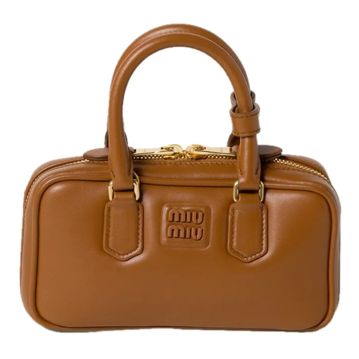 Túi Xách Tay Nữ Miu Miu Arcadie Leather Handle Bag Màu Nâu