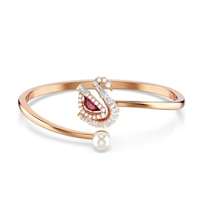 Vòng Đeo Tay Nữ Swarovski Dancing Bangle Swan, Red, Rose Gold-Tone Plated 5734556 Màu Vàng Hồng