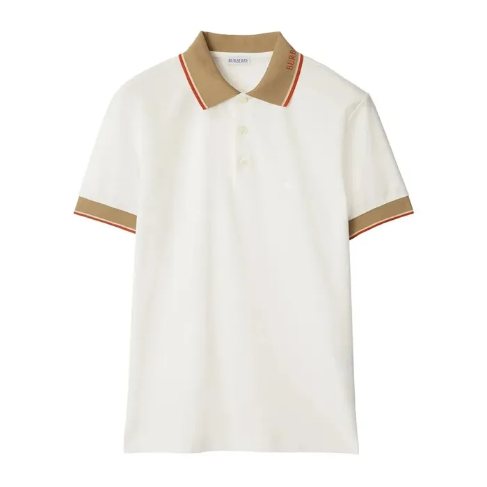 Áo Polo Nam Burberry Logo Collar Cotton 8110096 Màu Trắng Size S