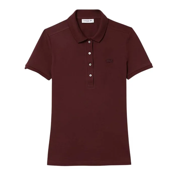Áo Polo Nữ Lacoste L.12.D Slim Fit Stretch Piqué PF5462 BZD Màu Đỏ Đô Size 42