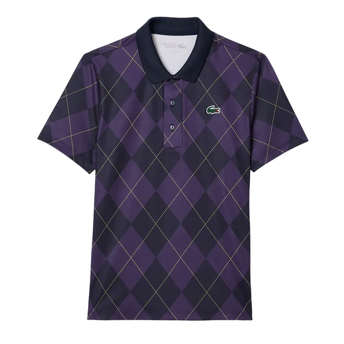 Áo Polo Nữ Lacoste Regular Fit UV Protect Golf Polo Shirt PF7453 99 IEK Màu Xanh Navy Phối Tím Size 34