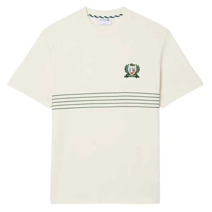 Áo Thun Nam Lacoste Men's TShirt Piqué Material Embroidered Badge TH0025 10 XFJ Màu Trắng Kem Size 3