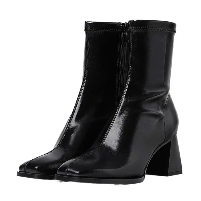 Giày Boot Nữ Stradivarius Mid-Heel Boots With Stretch Legs - Black 9901 Màu Đen Size 37.5