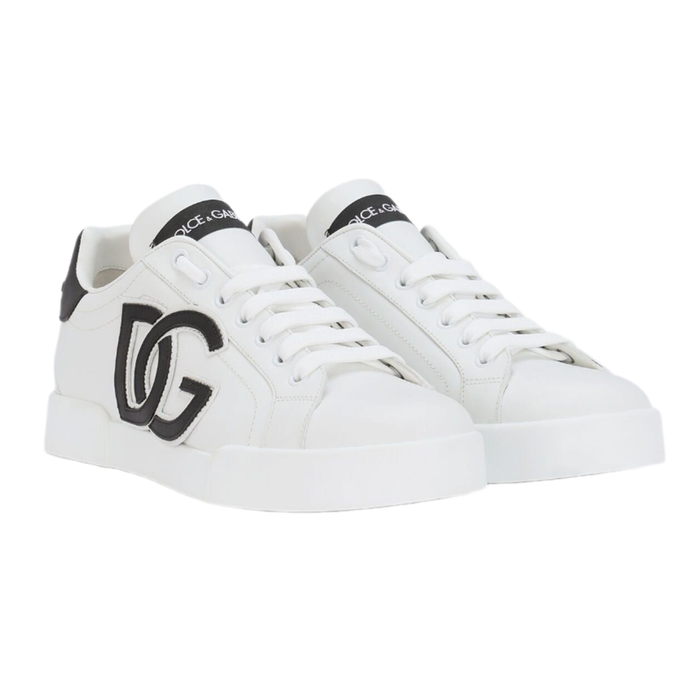 Giày Thể Thao Nữ Dolce & Gabbana D&G Calfskin Portofino Sneakers With DG Logo White Màu Trắng Size 38