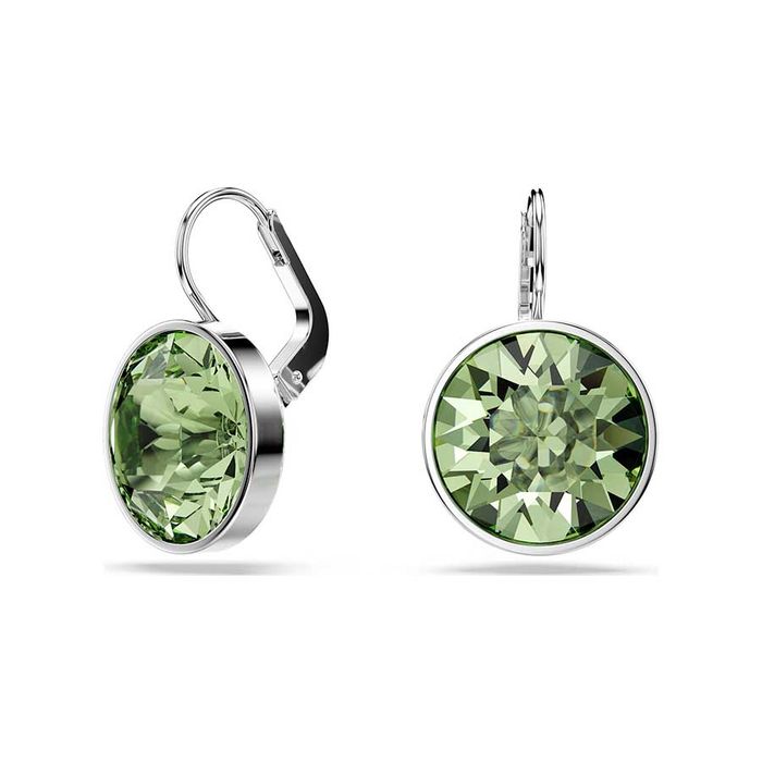Khuyên Tai Nữ Swarovski Bella Drop Earrings Round Cut, Green, Rhodium Plated 5724291 Màu Xanh Lá