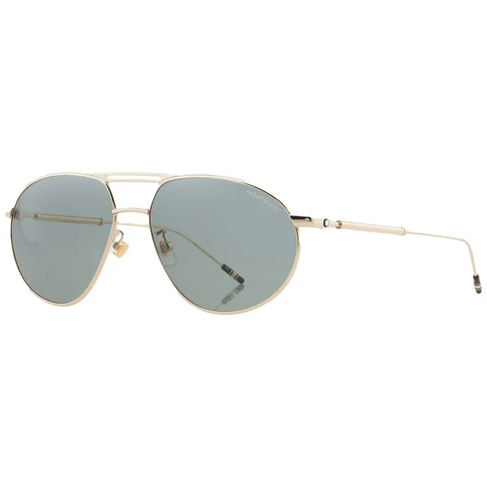 Kính Mát Nam Montblanc Meisterstuck Geometry Green Pilot Men's Sunglasses 126927 Màu Xanh Nhạt