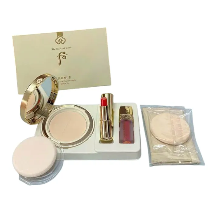 Set Trang Điểm Whoo 3 Món (Phấn Phủ 13g + Son Kem Mini Màu Rose Pink + Son Dưỡng Màu Red)