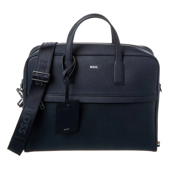 Túi Xách Tay Nam Hugo Boss Zair Leather Document Handbag Màu Xanh Navy