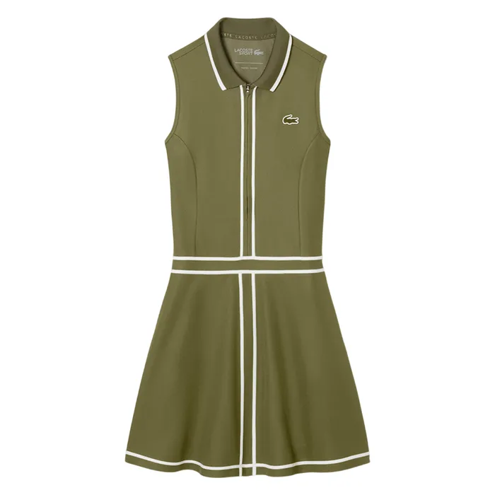 Váy Thể Thao Nữ Lacoste Women's Ultra Dry Heritage Trim Golf Dress EF8581 51 6N7 Màu Xanh Rêu Size 40