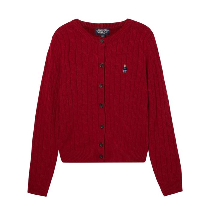 Áo Len Cardigan Nữ WHOAU Steve Cable Red WHCKF4901F-01 Màu Đỏ Size S