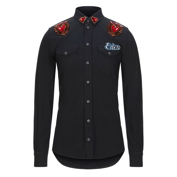 Áo Sơ Mi Nam Dolce & Gabbana D&G Solid Colour Shirts Màu Đen Size 38