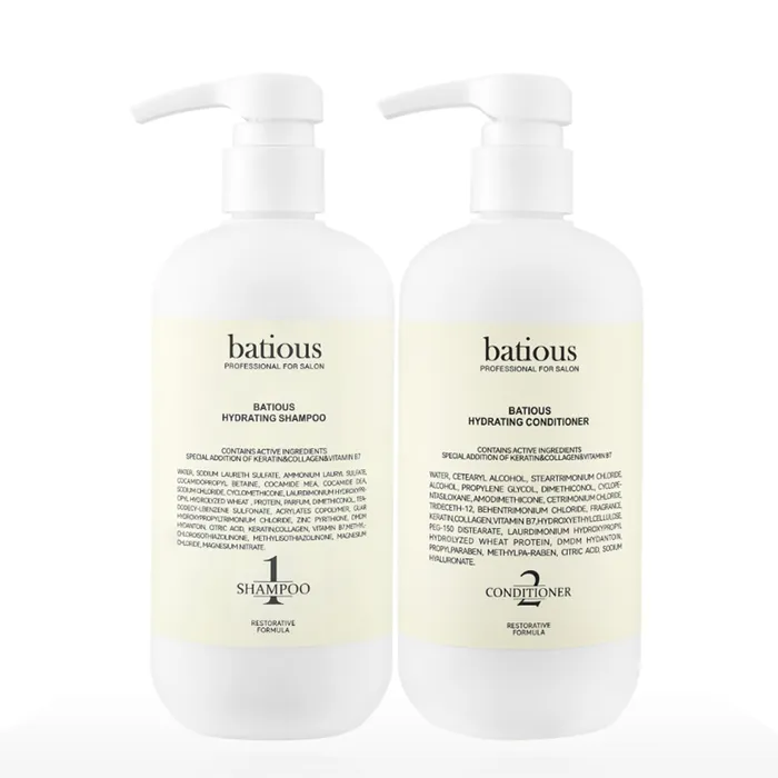 Cặp Dầu Gội + Dầu Xả Batious Hydrating Màu Trắng Cho Tóc Khô Xơ (2 x 500ml)