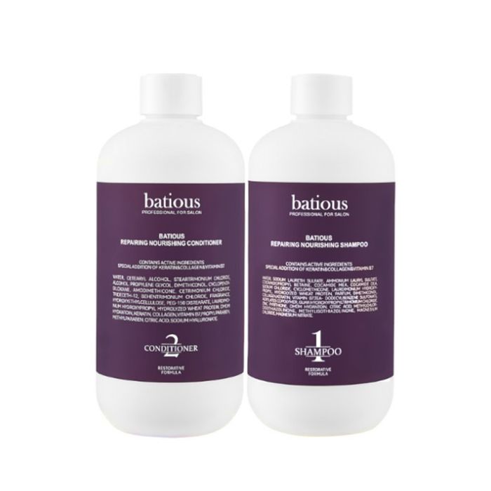 Cặp Dầu Gội + Dầu Xả Batious Repairing Nourising Màu Tím Phục Hồi Tóc (2 x 500ml)